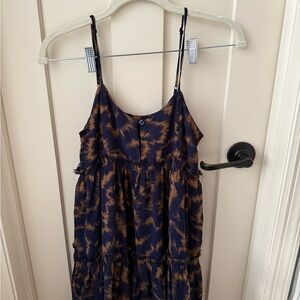 Urban Outfitters Blue and Brown Patterned Dress